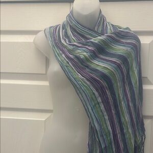 ❤️3 for $15!❤️ Purple and Green Striped Scarf with Fluid Design